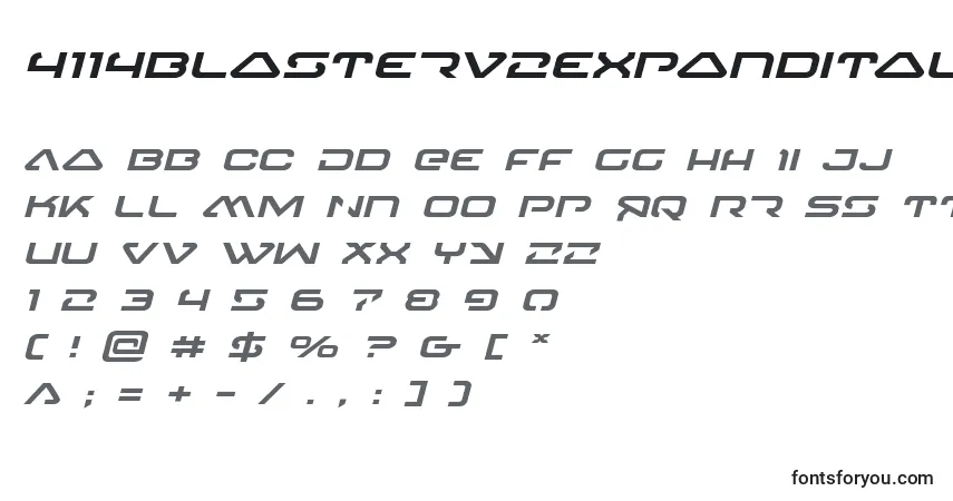 Шрифт 4114blasterv2expandital – алфавит, цифры, специальные символы