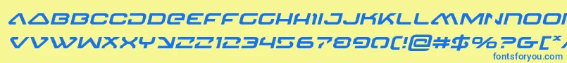 4114blasterv2expandital-Schriftart – Blaue Schriften auf gelbem Hintergrund