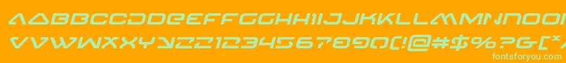 Czcionka 4114blasterv2expandital – zielone czcionki na pomarańczowym tle
