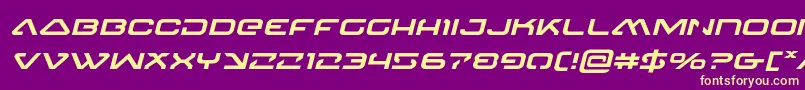 4114blasterv2expandital Font – Yellow Fonts on Purple Background