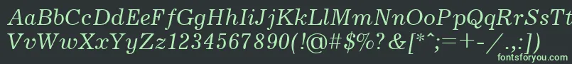 UkrainianjournalItalic Font – Green Fonts on Black Background