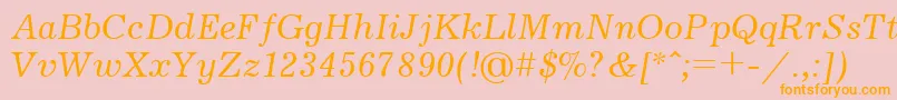UkrainianjournalItalic Font – Orange Fonts on Pink Background