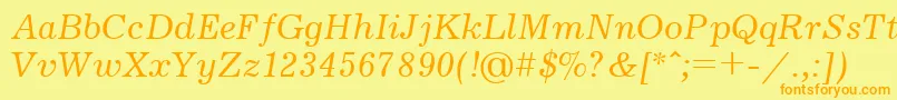 UkrainianjournalItalic Font – Orange Fonts on Yellow Background