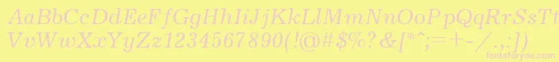 フォントUkrainianjournalItalic – ピンクのフォント、黄色の背景
