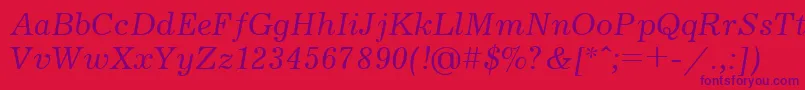 UkrainianjournalItalic-Schriftart – Violette Schriften auf rotem Hintergrund