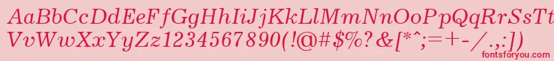 UkrainianjournalItalic-Schriftart – Rote Schriften auf rosa Hintergrund