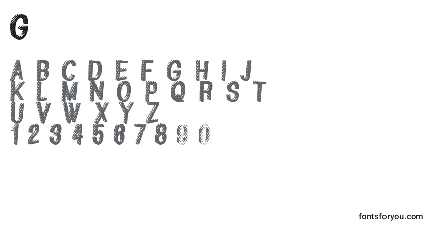 Schriftart Greatshadow – Alphabet, Zahlen, spezielle Symbole