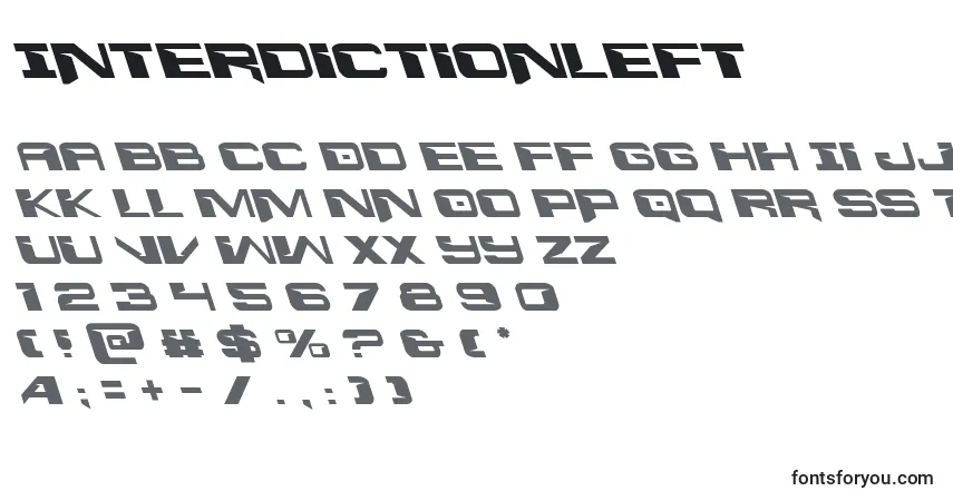 A fonte Interdictionleft – alfabeto, números, caracteres especiais