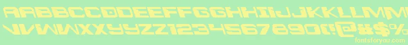 Interdictionleft-Schriftart – Gelbe Schriften auf grünem Hintergrund