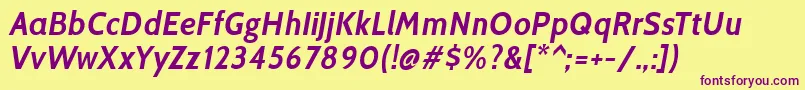CabinBolditalic Font – Purple Fonts on Yellow Background