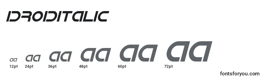IdroidItalic Font Sizes