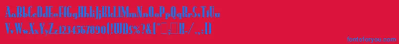 RundfunkLetPlain.1.0 Font – Blue Fonts on Red Background