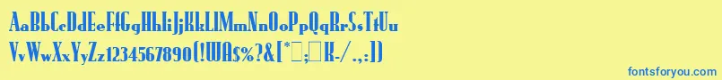 RundfunkLetPlain.1.0-Schriftart – Blaue Schriften auf gelbem Hintergrund