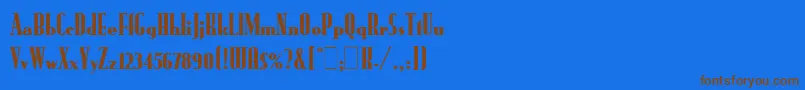 フォントRundfunkLetPlain.1.0 – 茶色の文字が青い背景にあります。