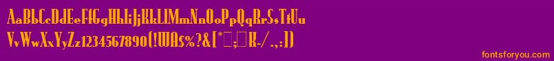 RundfunkLetPlain.1.0-fontti – oranssit fontit violetilla taustalla