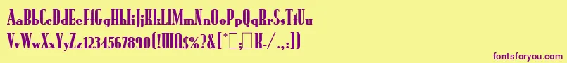 RundfunkLetPlain.1.0 Font – Purple Fonts on Yellow Background