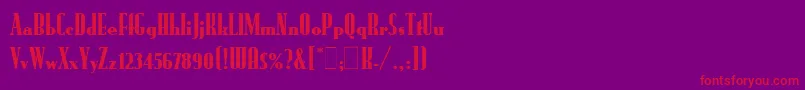 RundfunkLetPlain.1.0 Font – Red Fonts on Purple Background