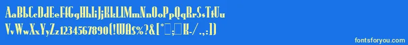 RundfunkLetPlain.1.0 Font – Yellow Fonts on Blue Background