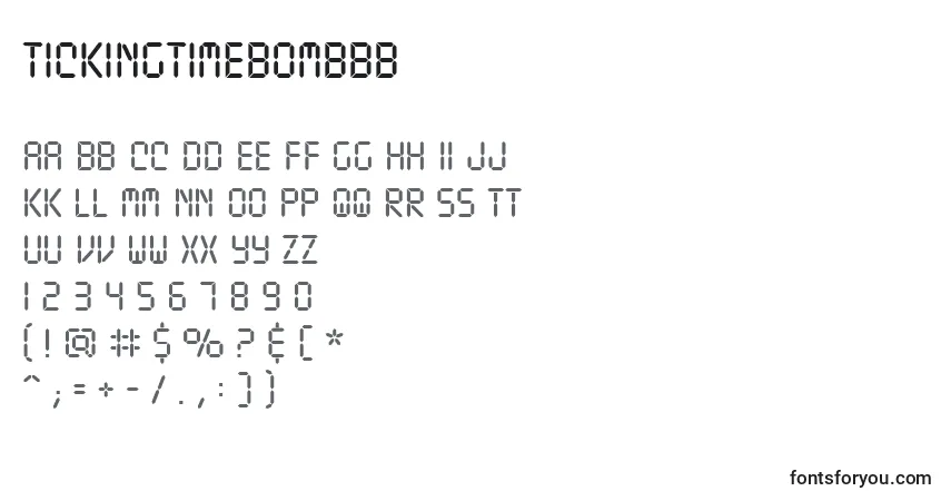 Czcionka Tickingtimebombbb – alfabet, cyfry, specjalne znaki