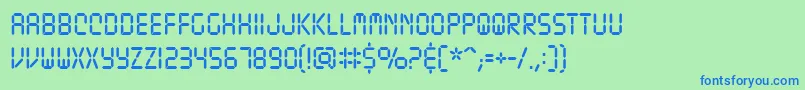 フォントTickingtimebombbb – 青い文字は緑の背景です。