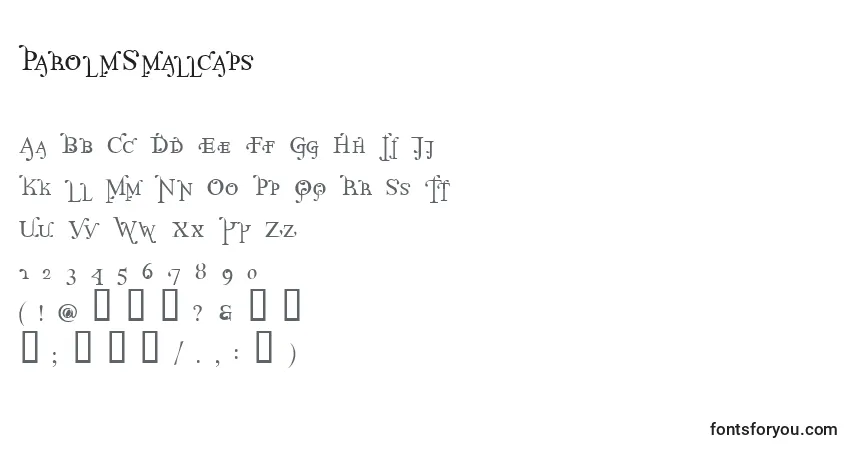 Czcionka ParolmSmallcaps – alfabet, cyfry, specjalne znaki
