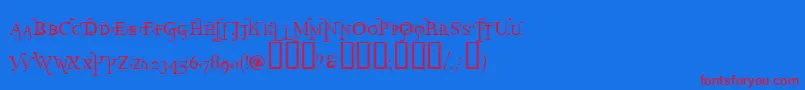 ParolmSmallcaps-Schriftart – Rote Schriften auf blauem Hintergrund