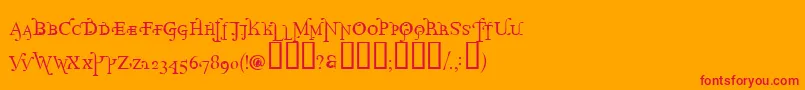 ParolmSmallcaps-Schriftart – Rote Schriften auf orangefarbenem Hintergrund