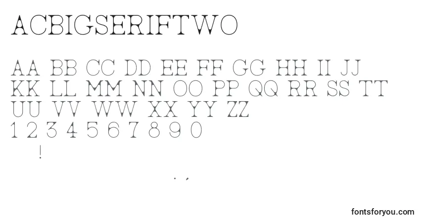 A fonte AcBigserifTwo – alfabeto, números, caracteres especiais