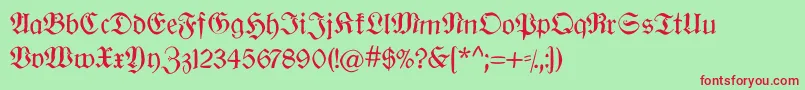 フォントOldberlin – 赤い文字の緑の背景