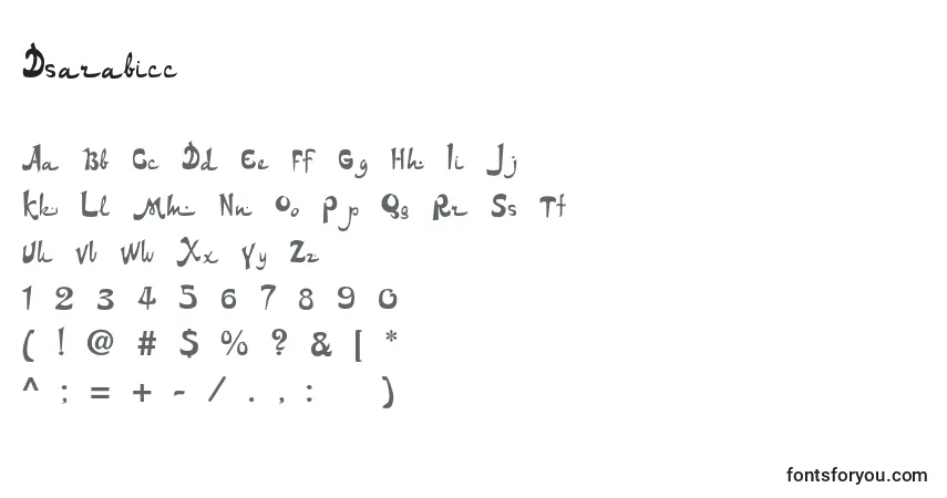 A fonte Dsarabicc – alfabeto, números, caracteres especiais