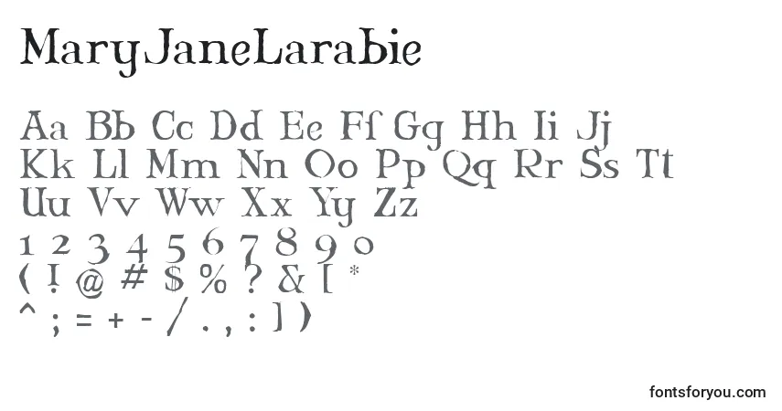 A fonte MaryJaneLarabie – alfabeto, números, caracteres especiais