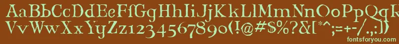 フォントMaryJaneLarabie – 緑色の文字が茶色の背景にあります。