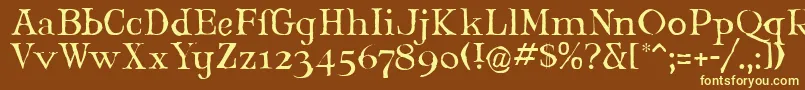 MaryJaneLarabie-fontti – keltaiset fontit ruskealla taustalla