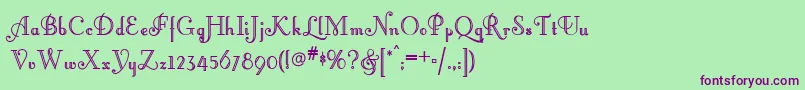 Little Lord Fontleroy Nf Font – Purple Fonts on Green Background
