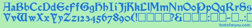 SatanickRegular Font – Blue Fonts on Green Background