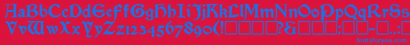 SatanickRegular-Schriftart – Blaue Schriften auf rotem Hintergrund