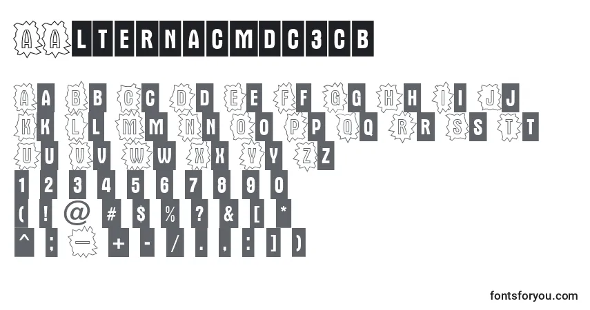 Czcionka AAlternacmdc3cb – alfabet, cyfry, specjalne znaki