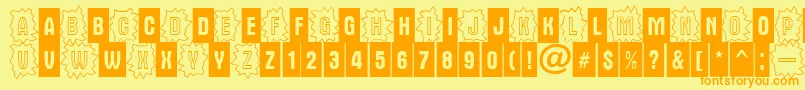 フォントAAlternacmdc3cb – オレンジの文字が黄色の背景にあります。