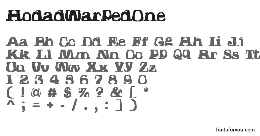 Czcionka HodadWarpedOne – alfabet, cyfry, specjalne znaki