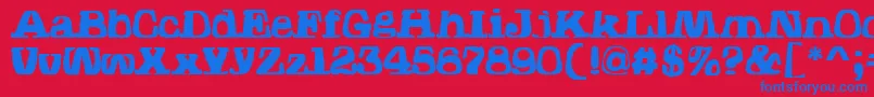 フォントHodadWarpedOne – 赤い背景に青い文字