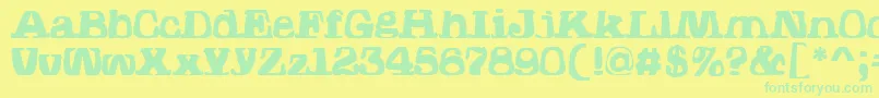 フォントHodadWarpedOne – 黄色い背景に緑の文字