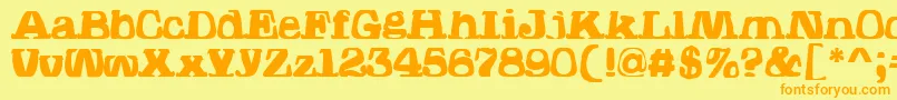 フォントHodadWarpedOne – オレンジの文字が黄色の背景にあります。