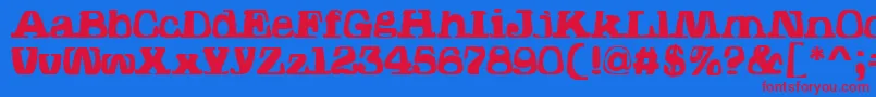 HodadWarpedOne-fontti – punaiset fontit sinisellä taustalla