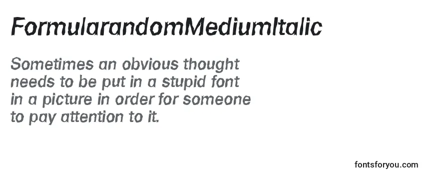Review of the FormularandomMediumItalic Font