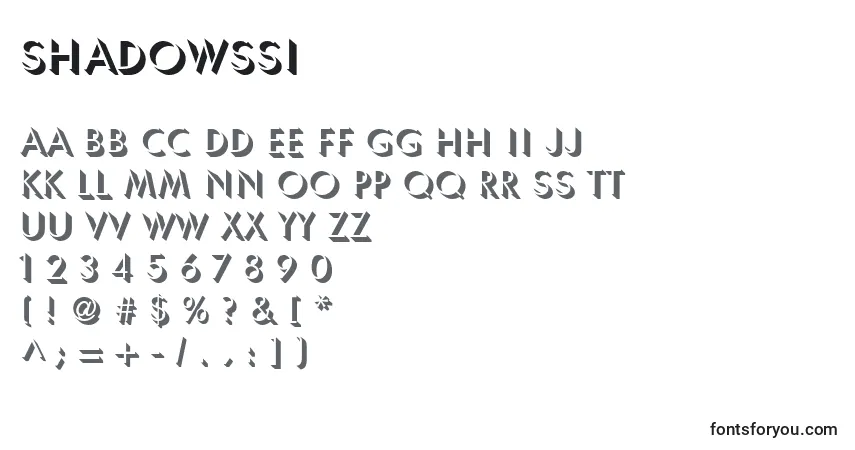 A fonte ShadowSsi – alfabeto, números, caracteres especiais