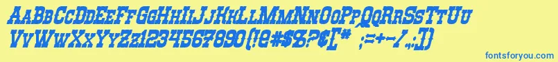 RioOroBoldItalic Font – Blue Fonts on Yellow Background