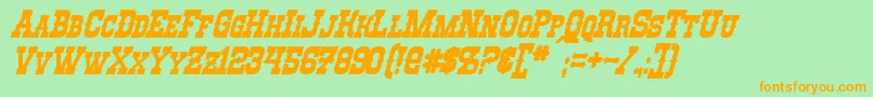 RioOroBoldItalic Font – Orange Fonts on Green Background