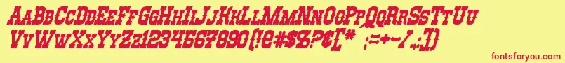 RioOroBoldItalic Font – Red Fonts on Yellow Background