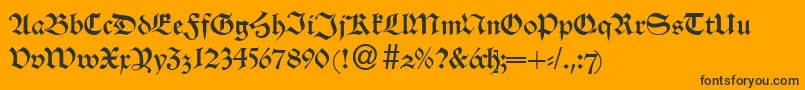 AlsheimdbNormal-Schriftart – Schwarze Schriften auf orangefarbenem Hintergrund
