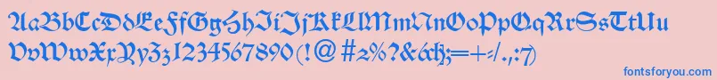 AlsheimdbNormal-Schriftart – Blaue Schriften auf rosa Hintergrund